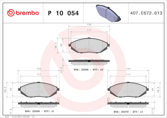 Brembo Σετ Τακάκια Εμπρός για Chevrolet Spark