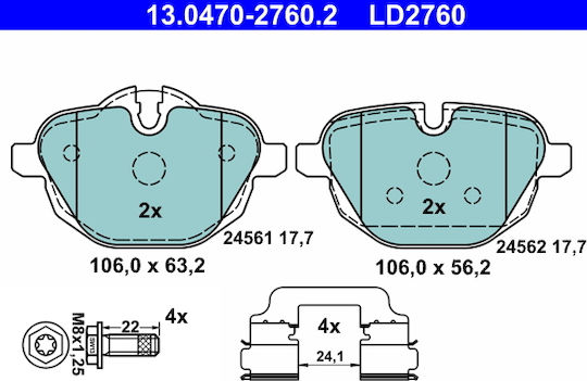 Bmw 5 F10 F18 Ate 13047027602 Спирачни накладки