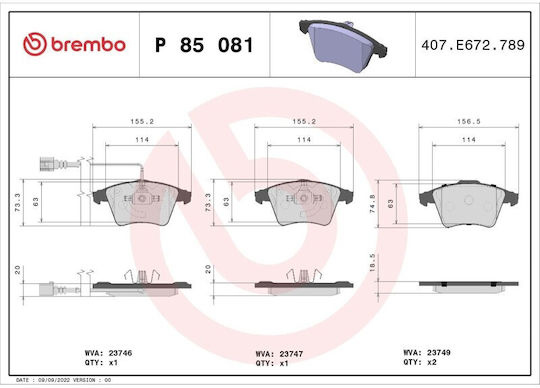 Brembo Brake Pad Front for Volkswagen Transporter