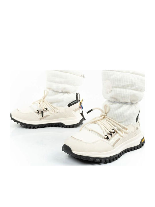 Warmer Leder Damenstiefel mit Gummizug Weiß