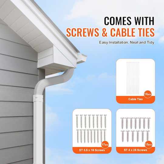 Set de Acoperire pentru Conducte Mini Split Vevor 76,2mm Lățime 5350mm Lungime PVC Conductă Decorativă pentru Aer Condiționat 4 Canale Drepte & Accesorii Complete Instalare Ușoară Vopsibilă Pompe de Căldură Alb