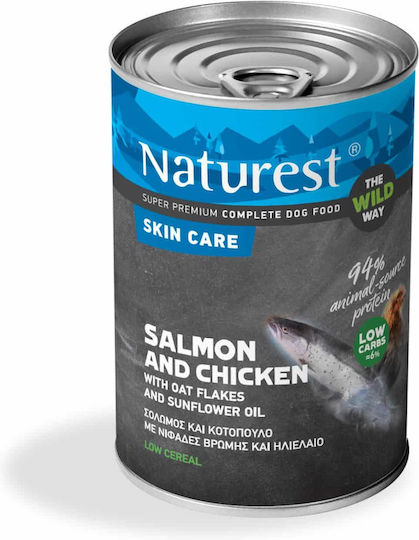 Naturest Skin Care Wet Food Dogs in Cans with Chicken and Salmon Grain-Free 400gr