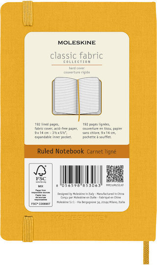 Moleskine Notebook Large 13x21 Silk Σημειωματάριο Bullet 240 Φύλλων Ριγέ με Σκληρό Εξώφυλλο και Λάστιχο Πορτοκαλί