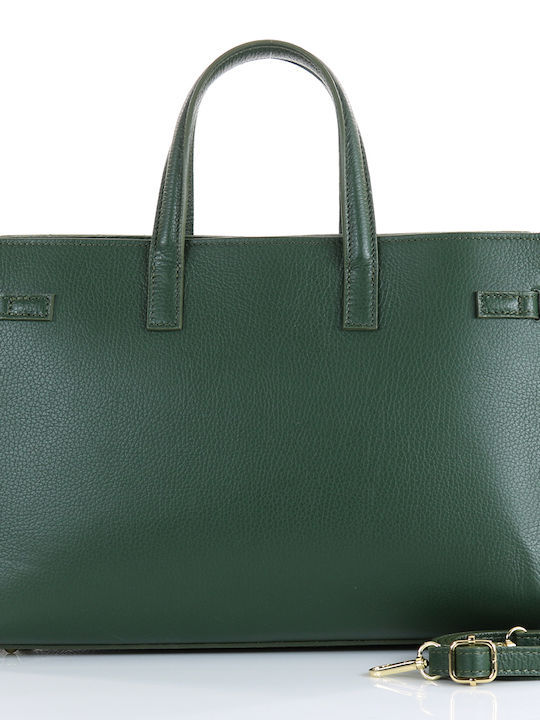 Passaggio Leather Δερμάτινη Γυναικεία Τσάντα Tote Χειρός Πράσινη