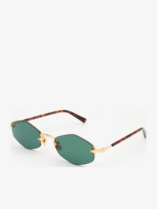Gast Lunar Unisex Sunglasses with Gold Metal Frame and Green Lens