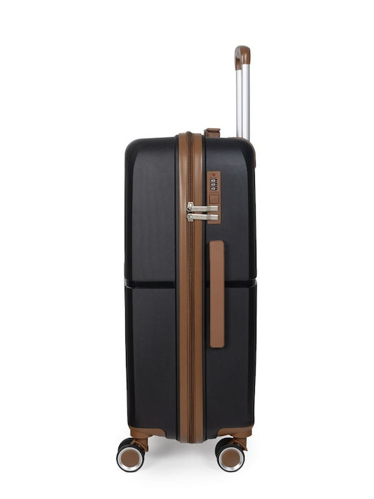 Newcom Medium Travel Suitcase Hard Black with 4 Wheels Height 67cm N1596/60
