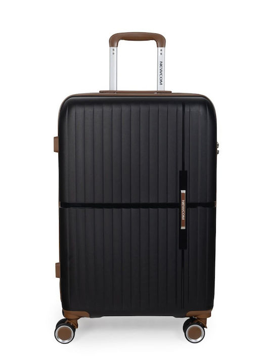 Newcom Large Travel Suitcase Hard Black with 4 Wheels Height 76cm N1596/70