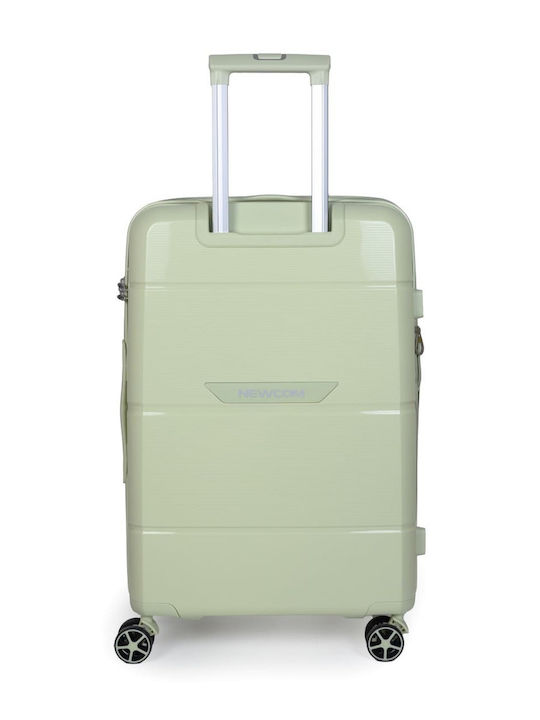 Newcom Medium Travel Suitcase Hard Green with 4 Wheels Height 66cm N1595/60