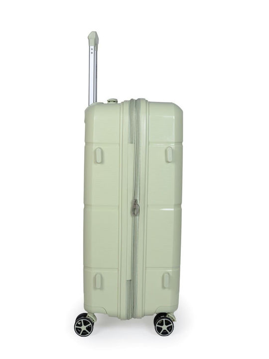 Newcom Medium Travel Suitcase Hard Green with 4 Wheels Height 66cm N1595/60