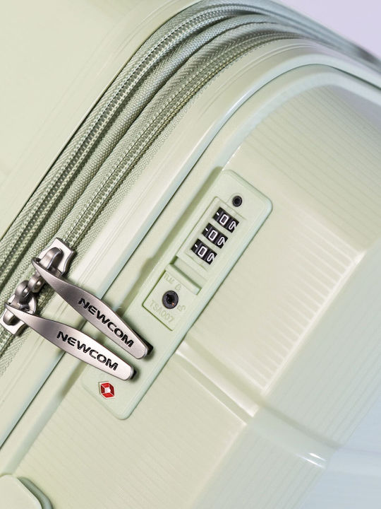 Newcom Medium Travel Suitcase Hard Green with 4 Wheels Height 66cm N1595/60