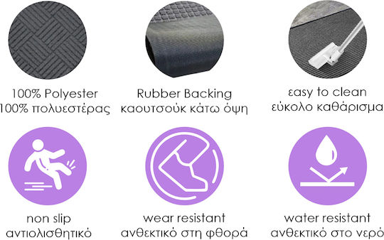 Home Use Праг за вход Антиплъзгащ Правоъгълена от Каучук Сив 60x40бр с дебелина 5мм