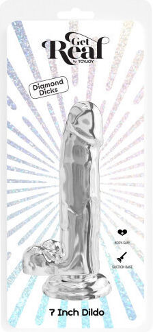 ToyJoy Glass Dildo with Balls and Suction Cup Transparent 18cm