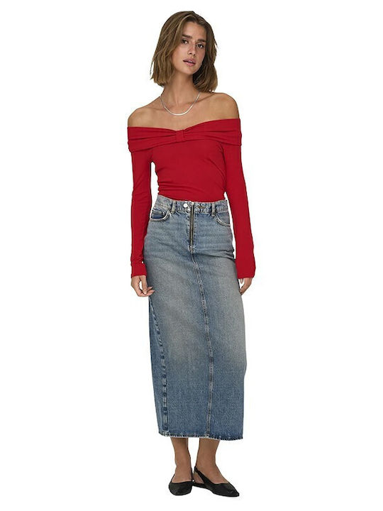 Fayola Women's Blouse Off-Shoulder Long Sleeve Red