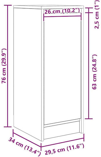 Мебели за съхранение дървен с чекмеджета Кафяв 29.5x34x76см