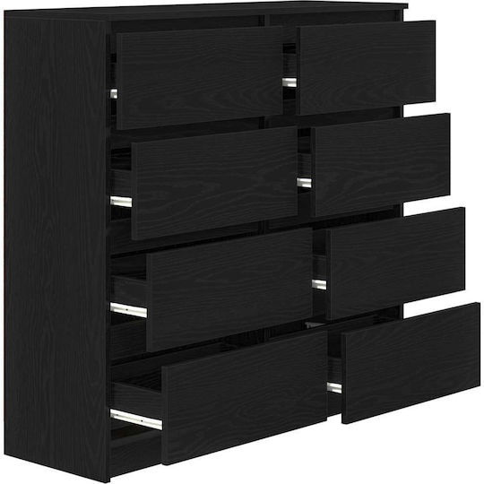 Office Storage Chipboard Drawer Black Velvet-Black Metal L100xW35xH99cm