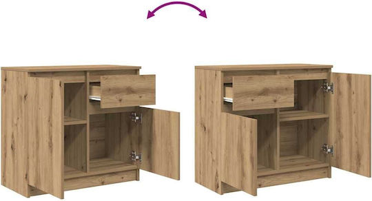 Sideboard Wooden with Drawers Brown 71x35x65cm