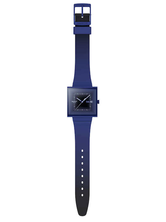 Swatch Unisex Ανδρικό Ρολόι Μπαταρίας με Μπλε Καουτσούκ Λουράκι