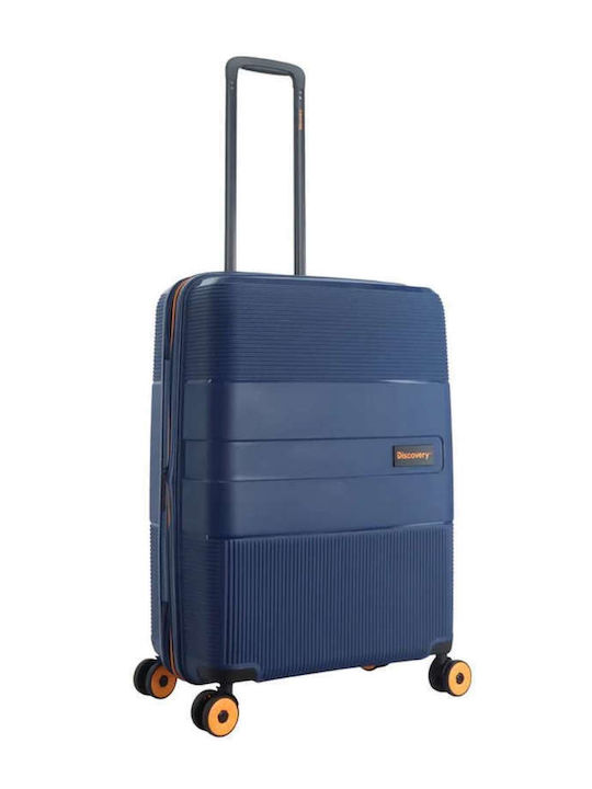 Discovery Mittlerer Reisekoffer Hartschalen Blau mit 4 Räder Höhe 65cm