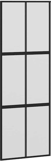 Set de feronerie pentru ușă glisantă negru 76x205 cm sticlă securizată negru 76 x 205 cm șină 183 cm