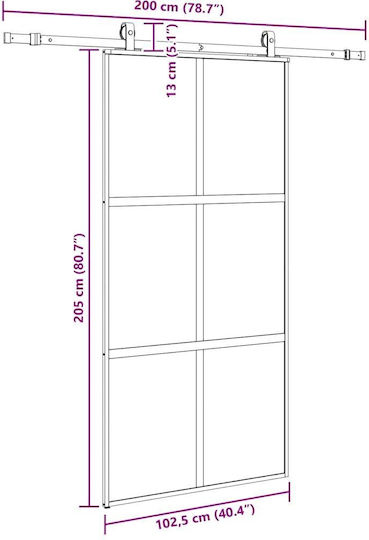 Vidaxl Sliding Door Set Black Hardware 102.5x205 Cm Black