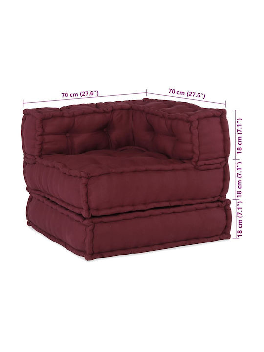 Vidaxl Modular Pouffe Maroon 70x70x54 Ύφασμα Κόκκινο