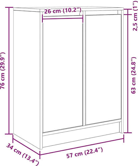 Vidaxl Шкаф за обувки Бял 57x34x76см ПДЧ 1 брой Бял