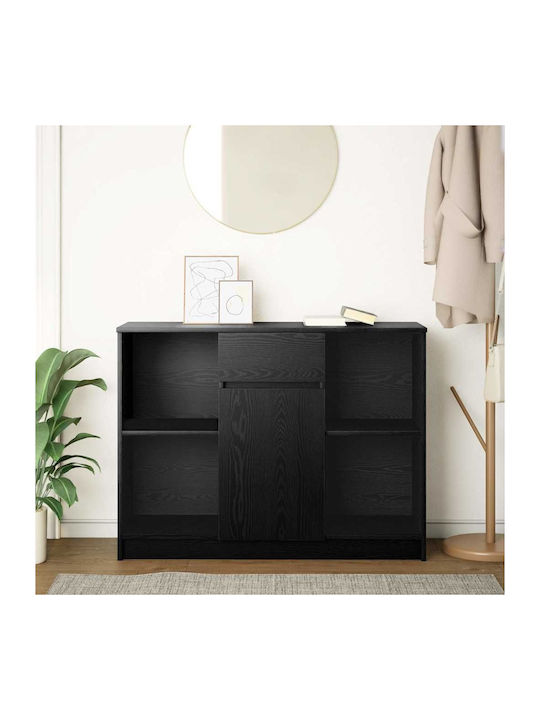 Sideboard Wooden with Drawers Black Oak, Black 101x35x76cm