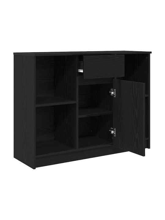 Sideboard Wooden with Drawers Black Oak, Black 101x35x76cm