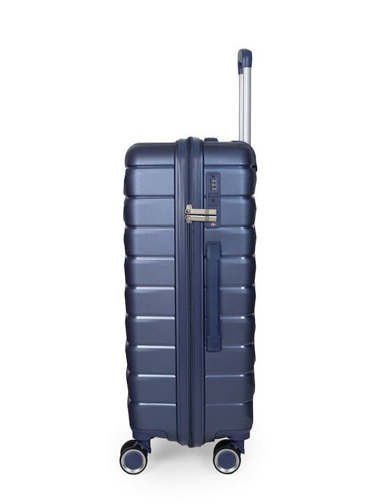 Newcom Reise Koffer Hart Blau Maximale Höhe 76cm mit 4 Räder Set 2 Stück