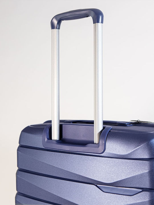 Newcom Reise Koffer Hart Blau Maximale Höhe 76cm mit 4 Räder Set 2 Stück