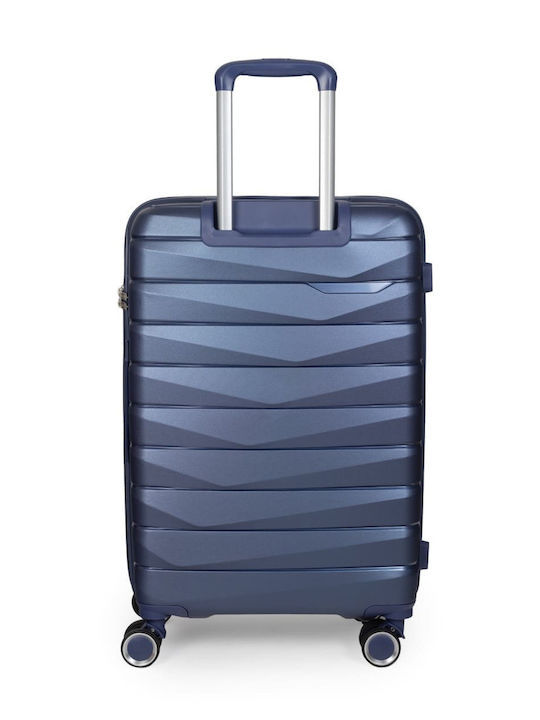 Newcom Reise Koffer Hart Blau Maximale Höhe 76cm mit 4 Räder Set 2 Stück