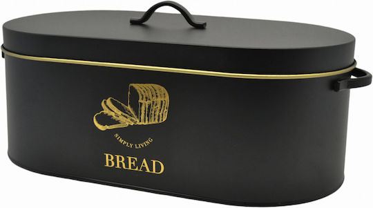 Ankor Brotkasten mit Deckel Metallisch Schwarz 34.5x18x15cm