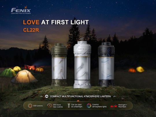 Fenix CL22R Акумулаторна Лампа За Лице За Къмпинг С Фенерче 500 Лумени Черен