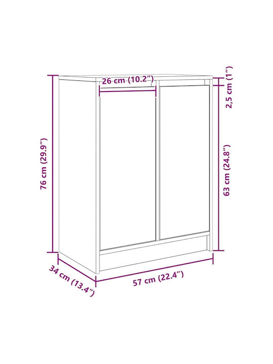 Συρταριέρα Γραφείου Ξύλινη Καφέ 57x34x76cm