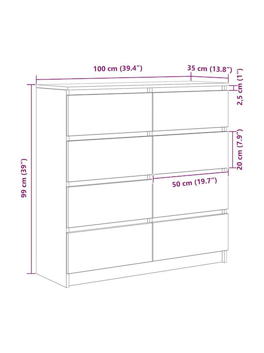 Ντουλάπι Γραφείου Ξύλινο Λευκό 100x35x99cm
