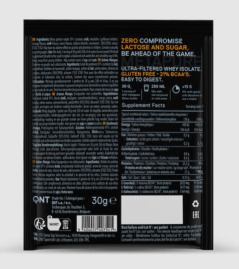QNT Metapure Whey Protein Isolate Zero Πρωτεΐνη Ορού Γάλακτος με Γεύση Mango 30gr