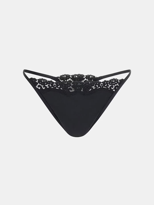 Γυναικείο String με Δαντέλα Μαύρο