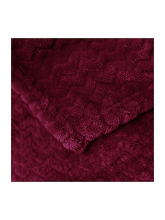 Fleece Blanket King Size 215×230 Velour Zic Zac Bordeaux