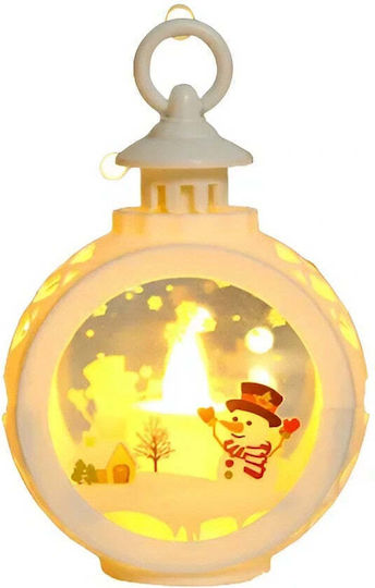 Christmas Glass White Lantern 13.5x9cm