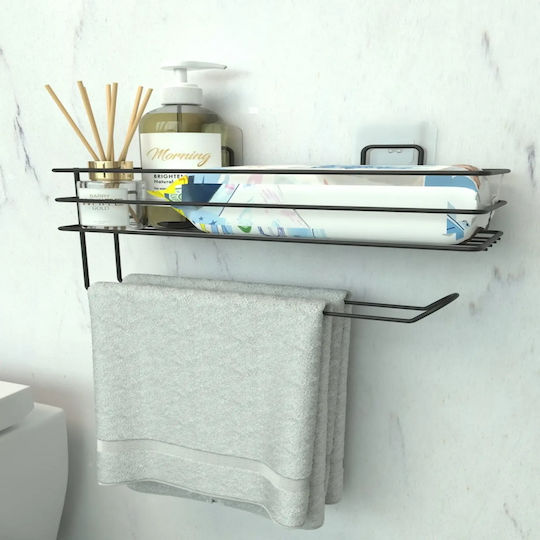 Femmit Wall-Mounted Metal Adhesive Holder for Kitchen Paper & Space Organizer 14x10x30 cm Black