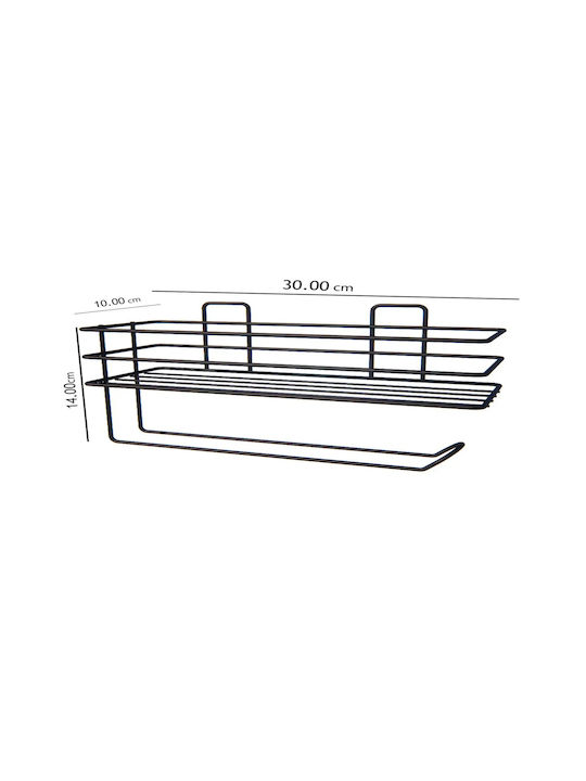 Femmit Wall-Mounted Metal Adhesive Holder for Kitchen Paper & Space Organizer 14x10x30 cm Black
