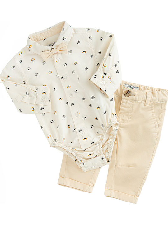 Cool Club Baby Bodysuit Set Long-Sleeved with Pants Ecru 2pcs