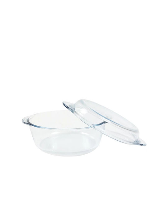 Oală Rotundă de Sticlă cu Capac de Sticlă 1.45lt 1buc