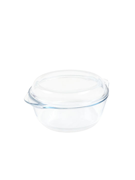Oală Rotundă de Sticlă cu Capac de Sticlă 1.45lt 1buc