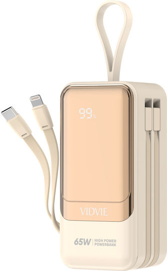 Vidvie PB798 Power Bank 20000mAh 65W with USB-A Port and 2 USB-C Ports Beige