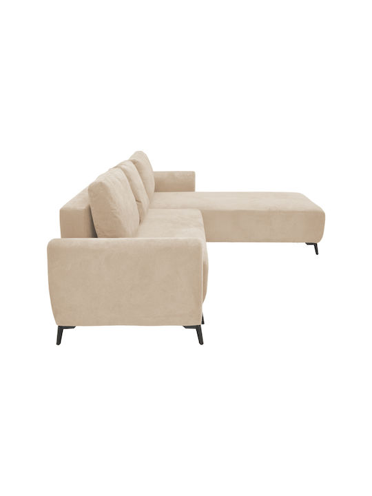 Settee Ъгъл Диван Спалня Текстил със съхранение Beige Shade 286x204x93см.