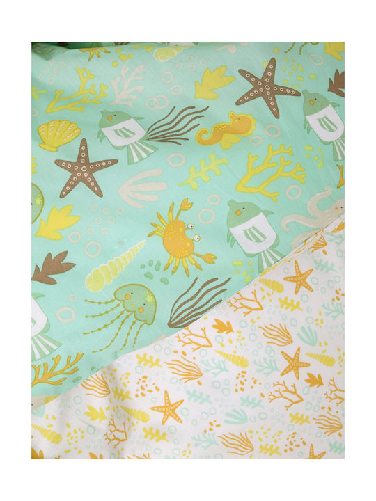 Nima Oceanis Baby Sheets Set Crib Cotton Green 120x170cm