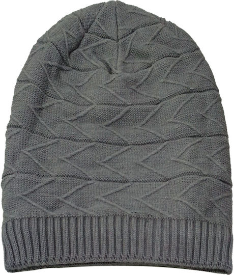 Beanie Unisex Σκούφος Πλεκτός Γκρι Ανοιχτό
