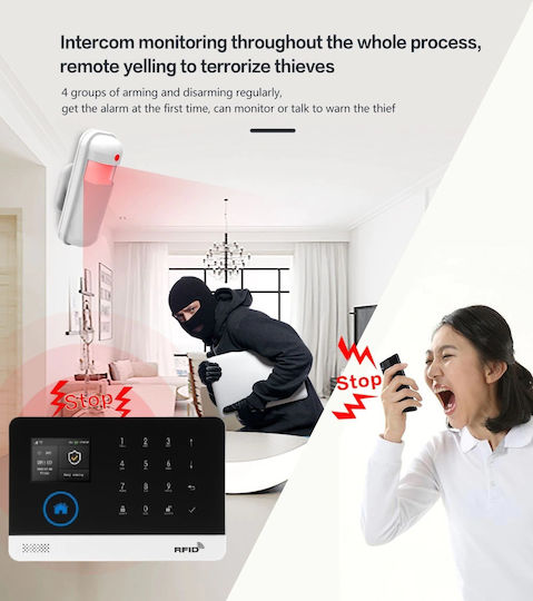 PGST PG-103-K Wireless Alarm System with 5 Motion Detectors , 12 Door Sensors , Siren , 4 Remotes , 4 Tags and Keyboard (Wi-Fi)
