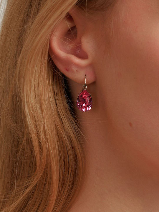 Fabos Ohrringe Hängend mit Steinen Rosa